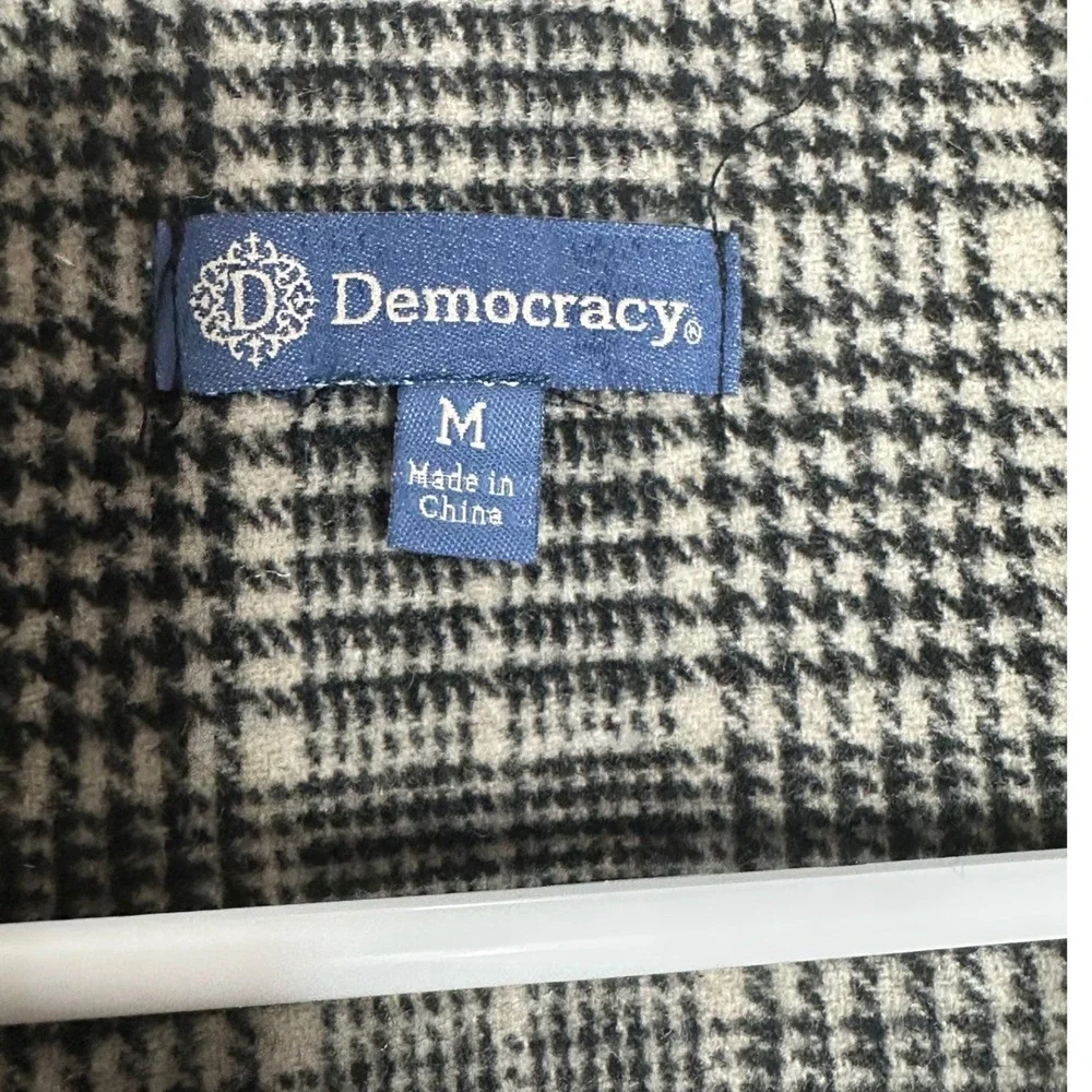 Democracy Womens Plaid Fringe Belted Longline Vest Black White Size M B3341YS5E
